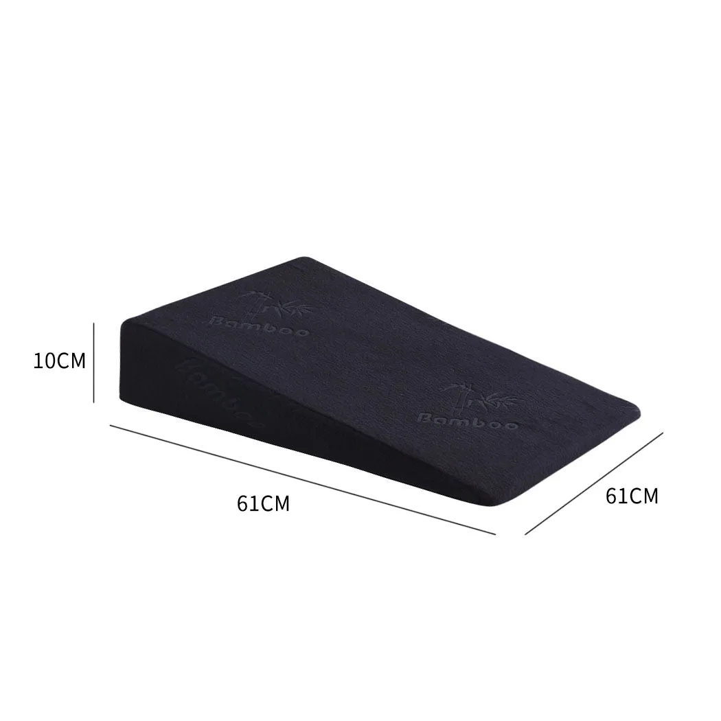 10cm Cool Gel Memory Foam Bed Wedge Pillow With Cover - Black