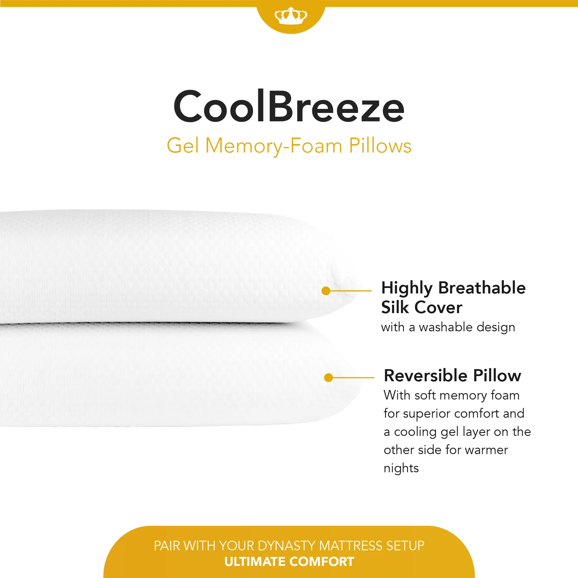 2 Coolbreeze Gel Memory Foam Pillows