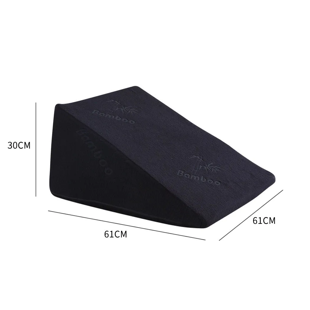 30cm Cool Gel Memory Foam Bed Wedge Pillow - Black