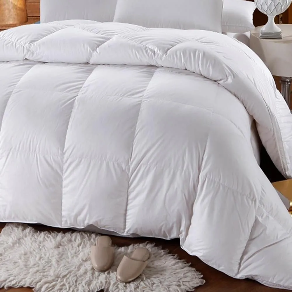 500 Thread Count White Duck Down Comforter Extra Warm Winter Weight Baffle Box