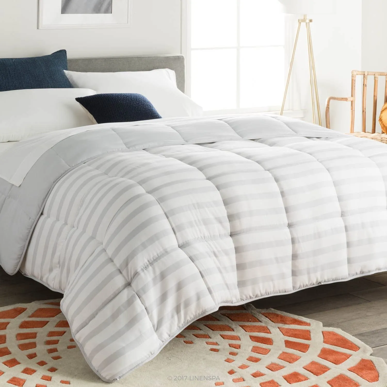 All-Season Quilted Comforter - Corner Duvet Tabs - Hypoallergenic - Plush Microfiber Fill