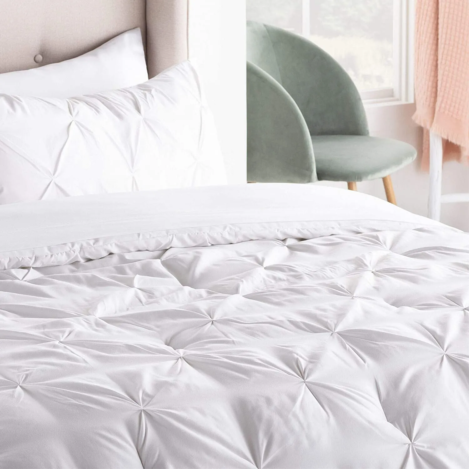 All-Season Quilted Comforter - Corner Duvet Tabs - Hypoallergenic - Plush Microfiber Fill