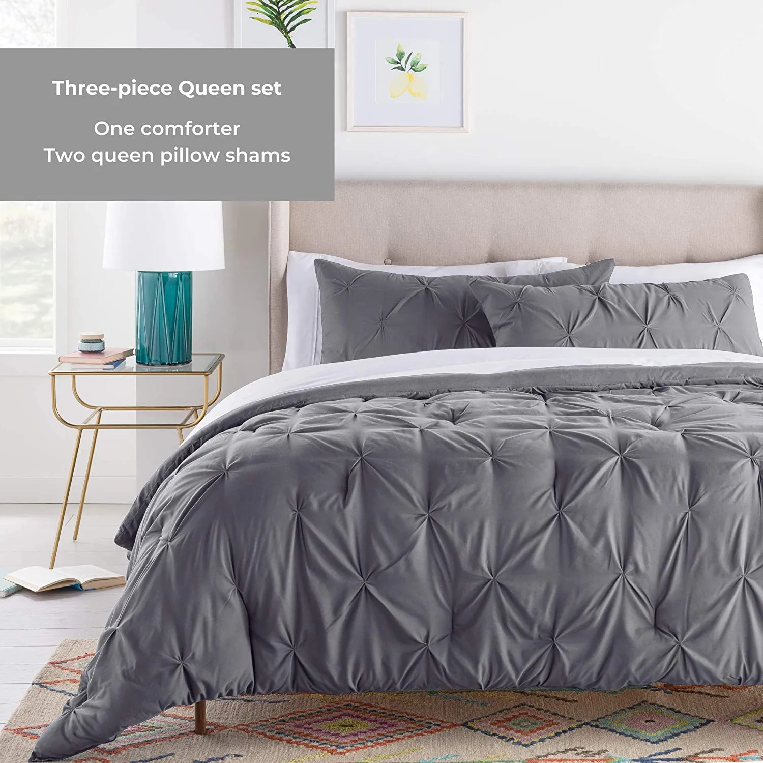 All-Season Quilted Comforter - Corner Duvet Tabs - Hypoallergenic - Plush Microfiber Fill