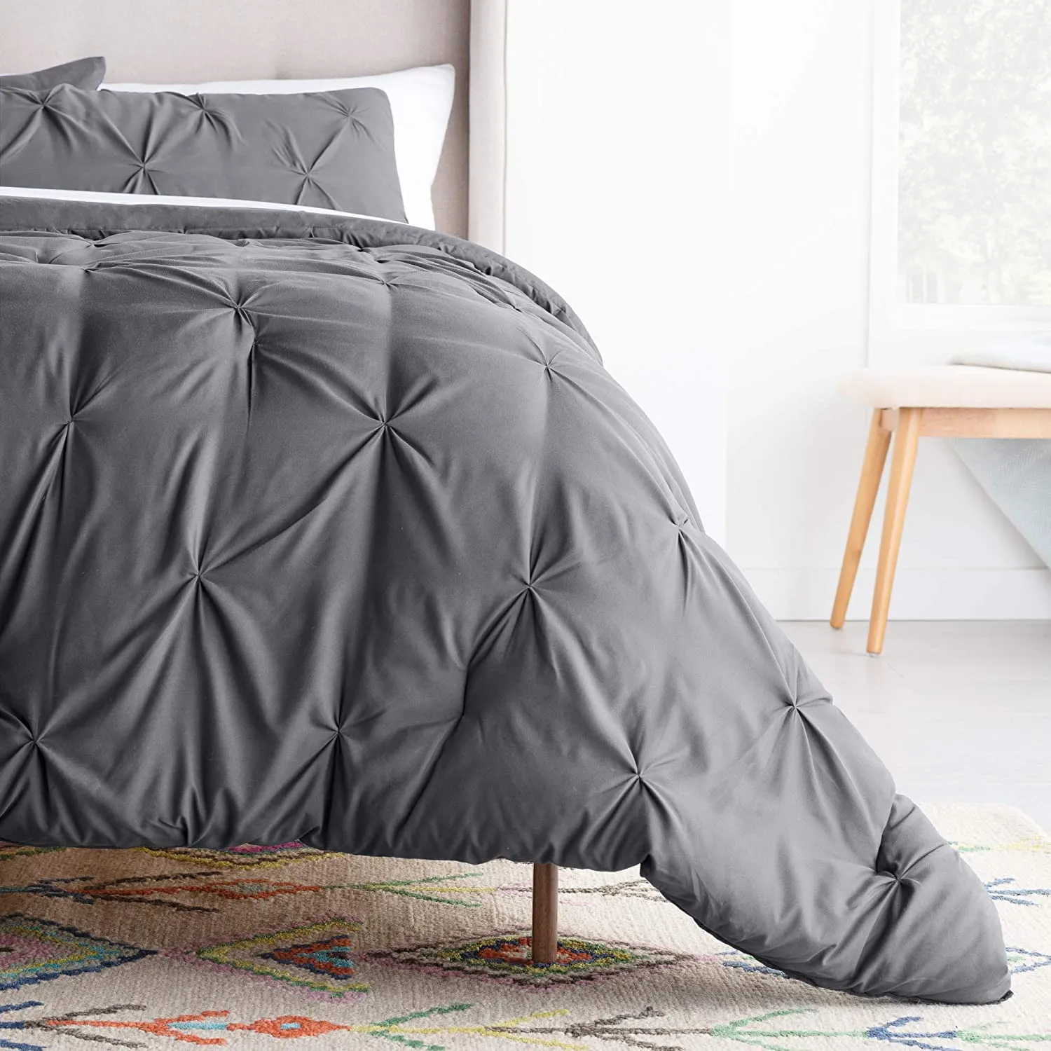 All-Season Quilted Comforter - Corner Duvet Tabs - Hypoallergenic - Plush Microfiber Fill