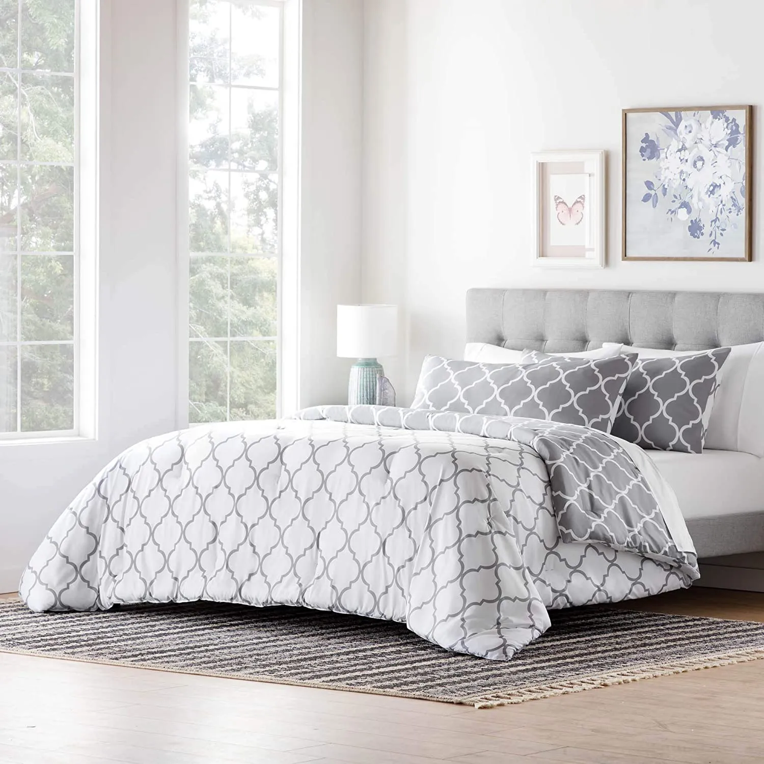 All-Season Quilted Comforter - Corner Duvet Tabs - Hypoallergenic - Plush Microfiber Fill