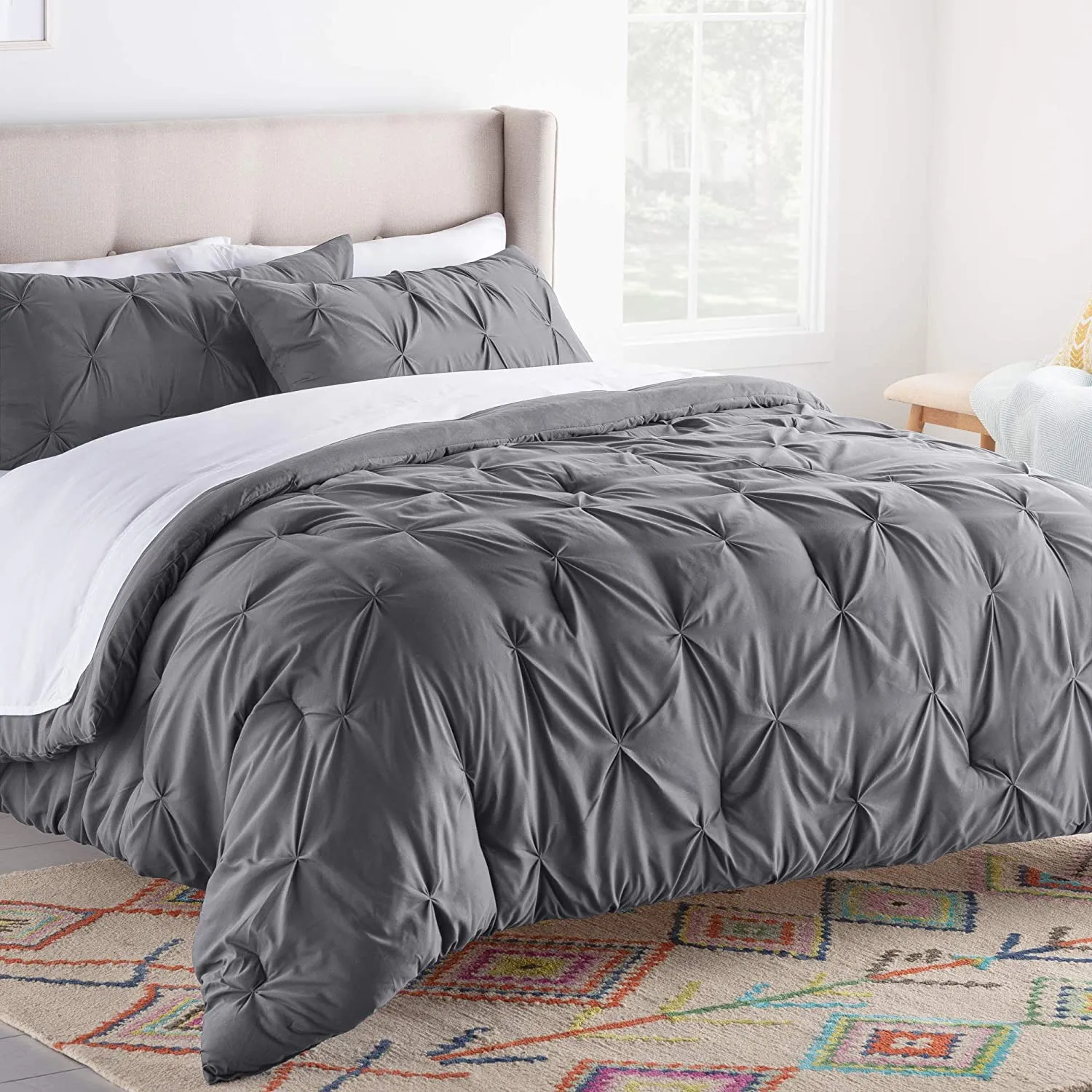 All-Season Quilted Comforter - Corner Duvet Tabs - Hypoallergenic - Plush Microfiber Fill