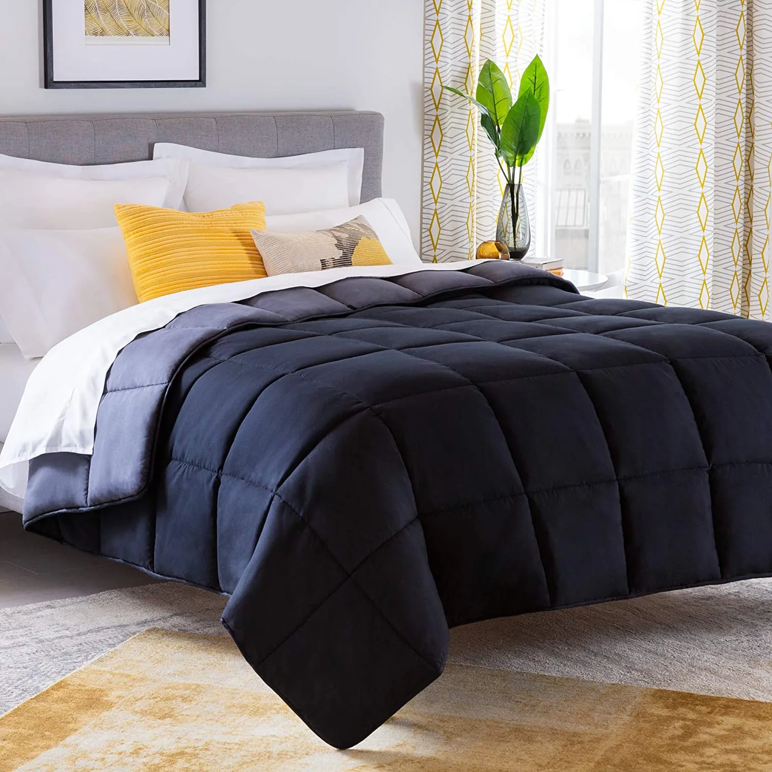 All-Season Quilted Comforter - Corner Duvet Tabs - Hypoallergenic - Plush Microfiber Fill