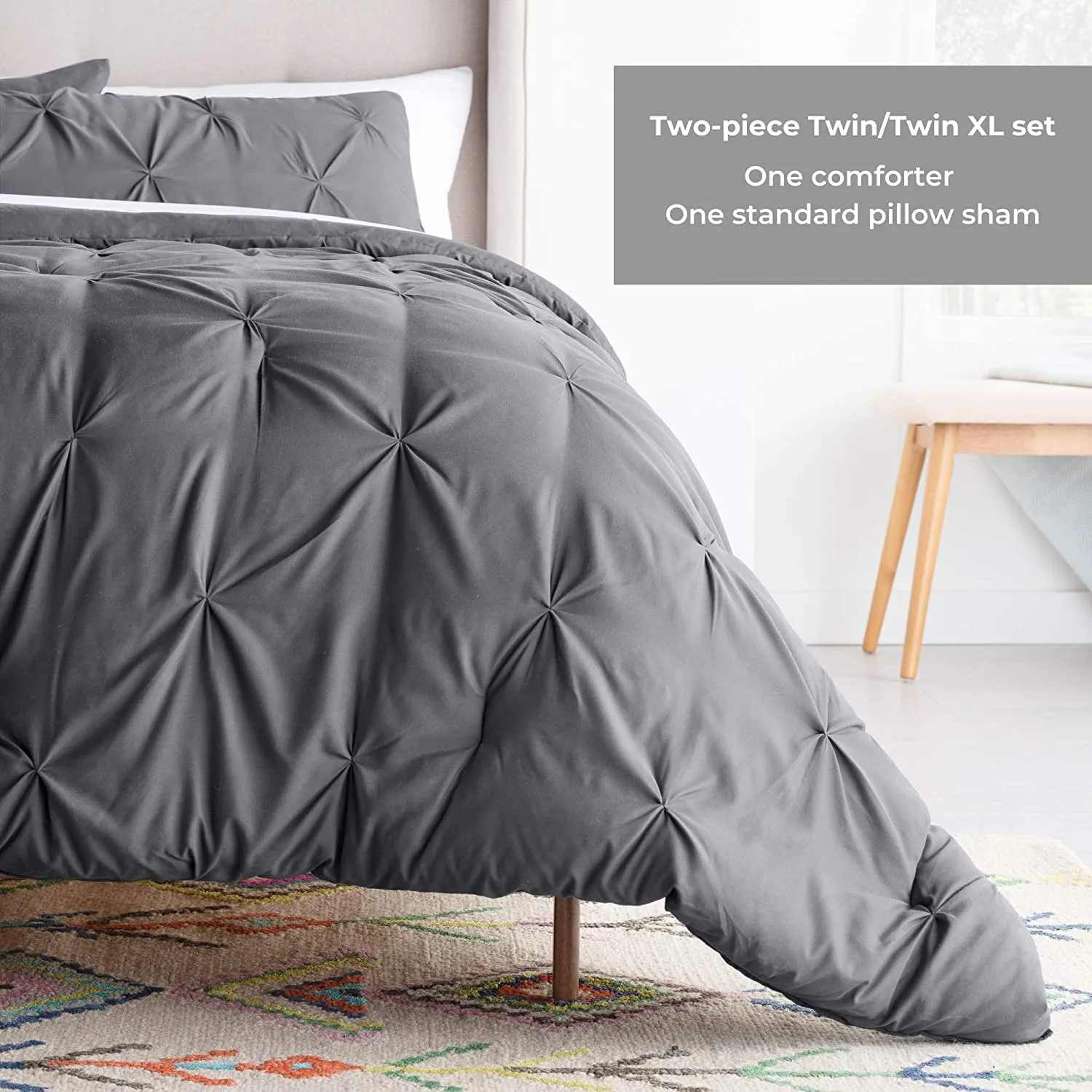 All-Season Quilted Comforter - Corner Duvet Tabs - Hypoallergenic - Plush Microfiber Fill