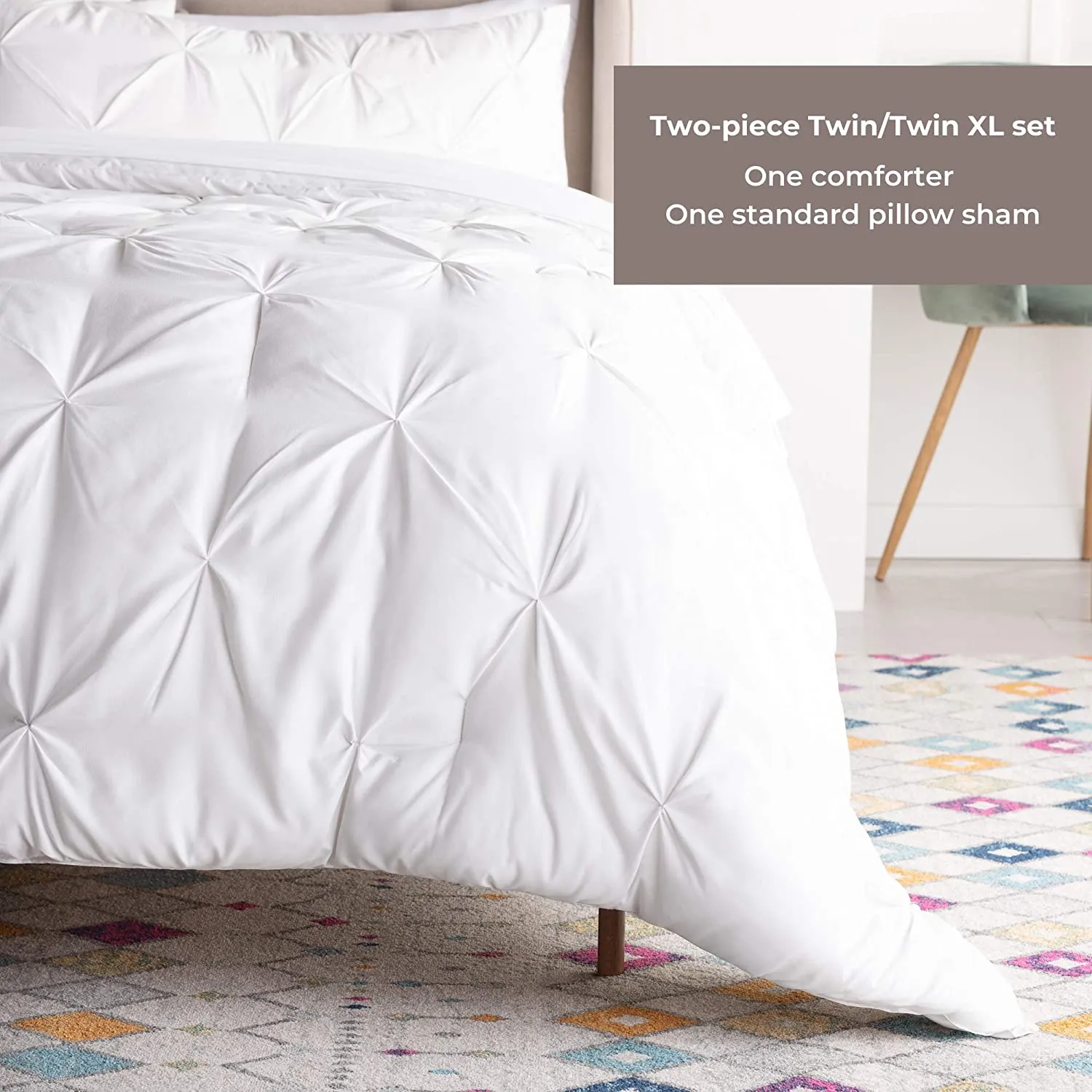 All-Season Quilted Comforter - Corner Duvet Tabs - Hypoallergenic - Plush Microfiber Fill