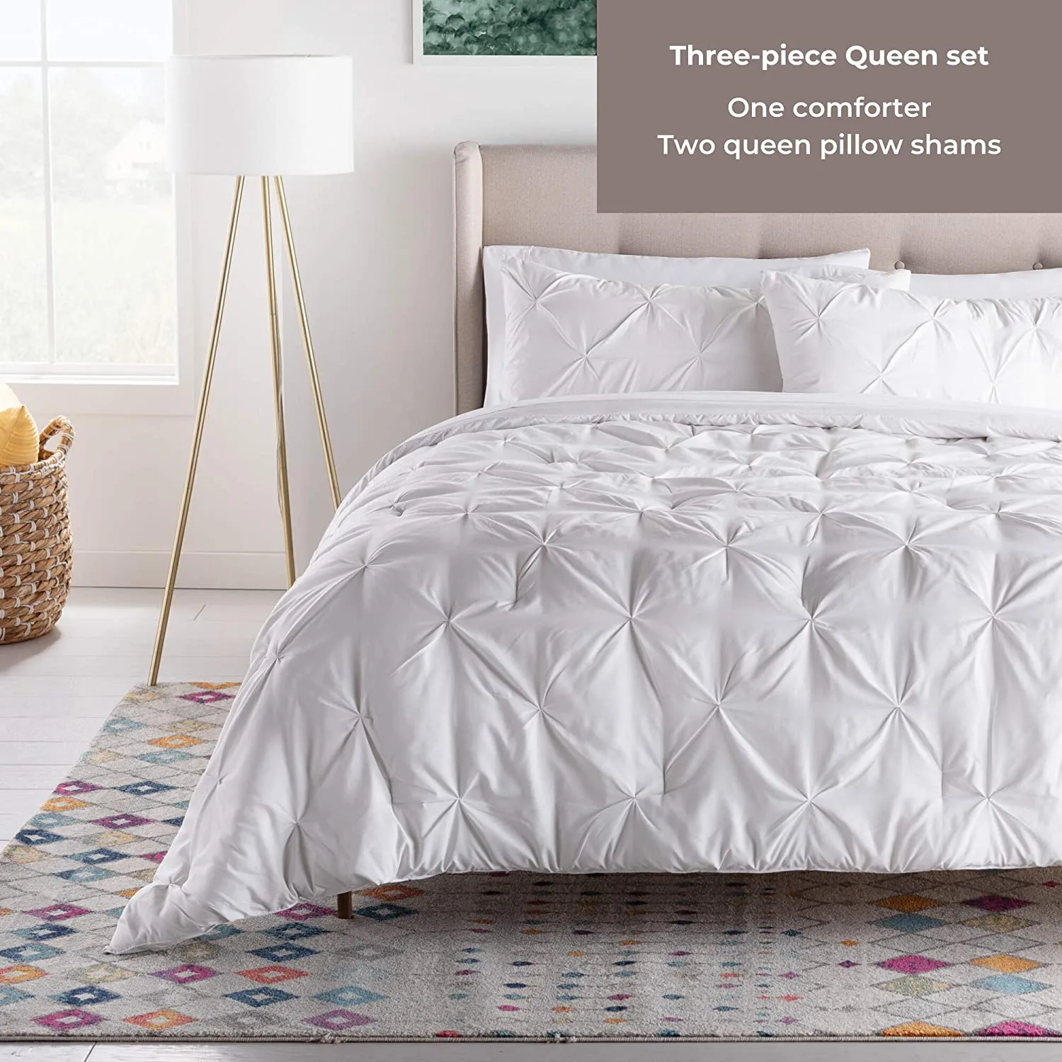 All-Season Quilted Comforter - Corner Duvet Tabs - Hypoallergenic - Plush Microfiber Fill