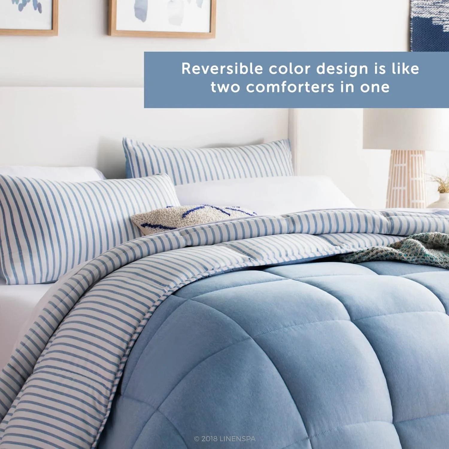 All-Season Quilted Comforter - Corner Duvet Tabs - Hypoallergenic - Plush Microfiber Fill