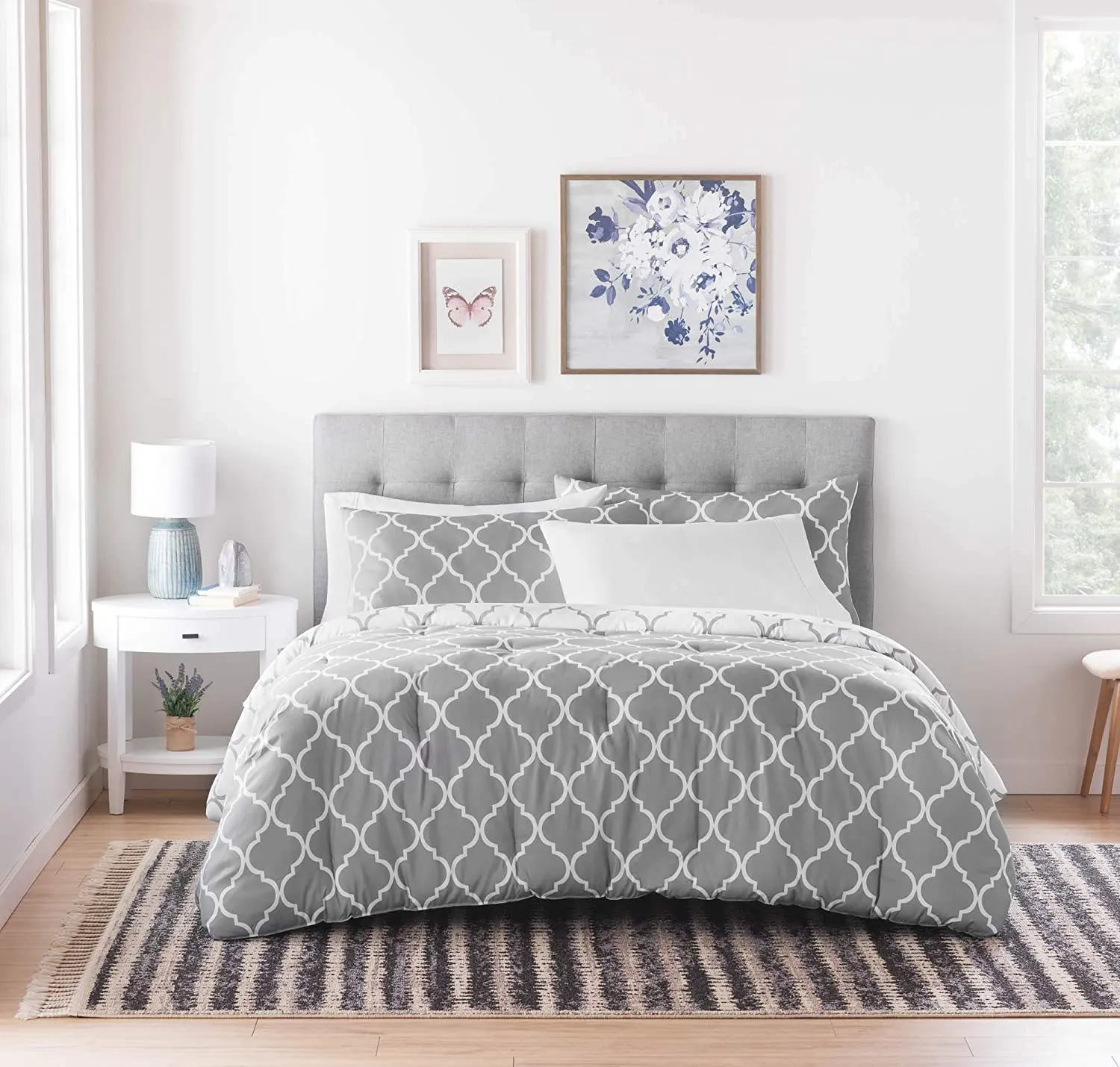 All-Season Quilted Comforter - Corner Duvet Tabs - Hypoallergenic - Plush Microfiber Fill