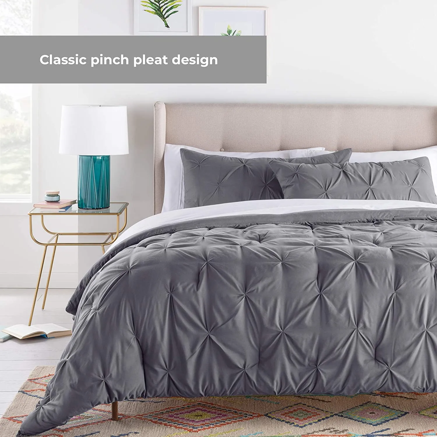 All-Season Quilted Comforter - Corner Duvet Tabs - Hypoallergenic - Plush Microfiber Fill