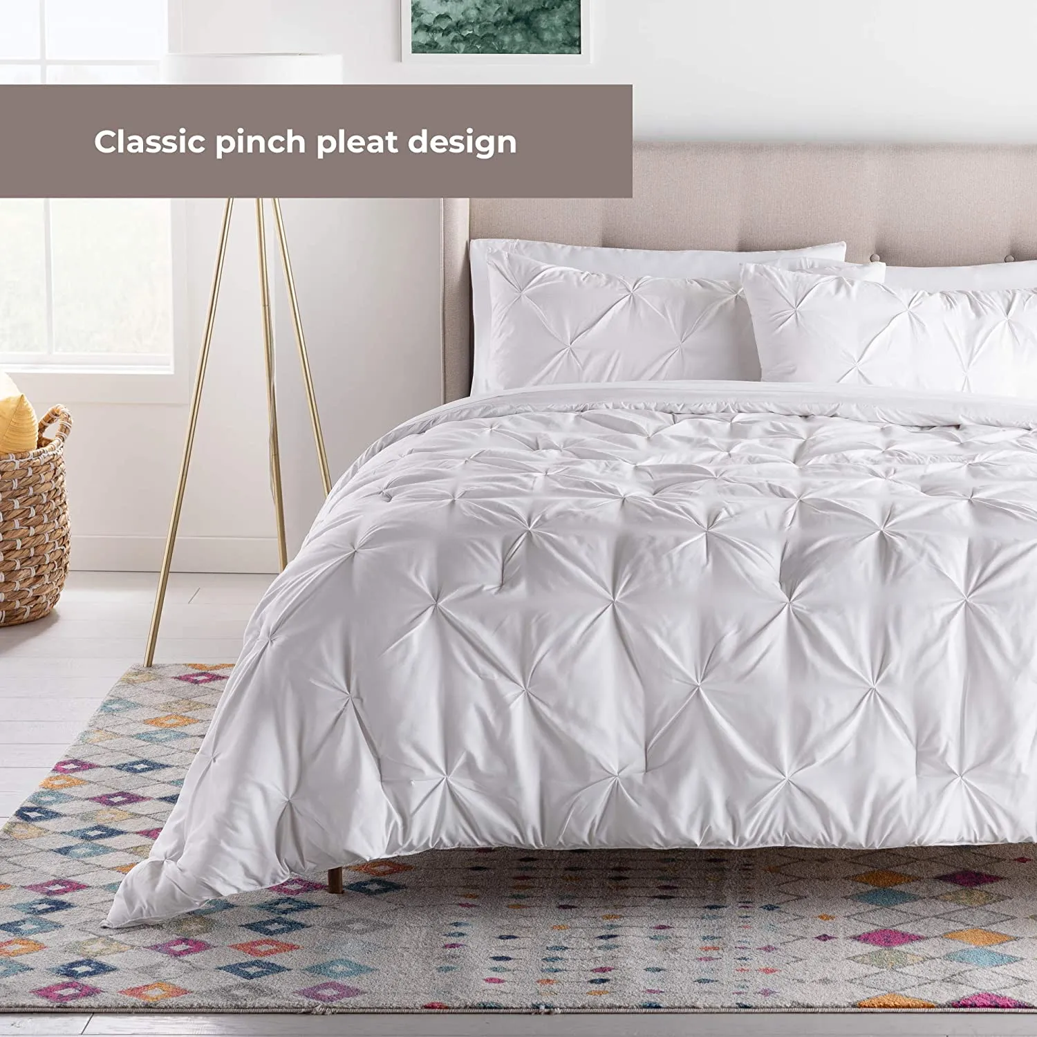 All-Season Quilted Comforter - Corner Duvet Tabs - Hypoallergenic - Plush Microfiber Fill