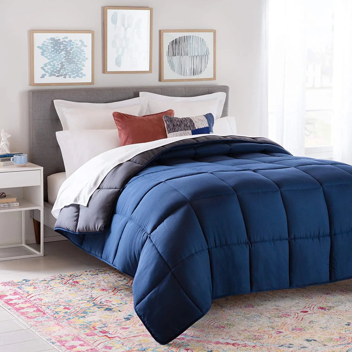 All-Season Quilted Comforter - Corner Duvet Tabs - Hypoallergenic - Plush Microfiber Fill