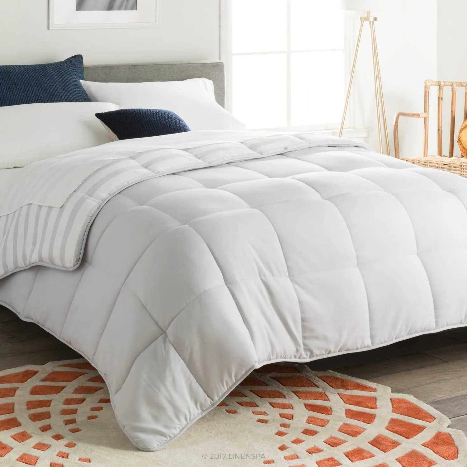 All-Season Quilted Comforter - Corner Duvet Tabs - Hypoallergenic - Plush Microfiber Fill