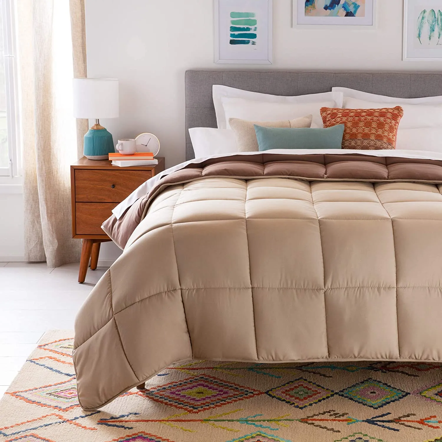 All-Season Quilted Comforter - Corner Duvet Tabs - Hypoallergenic - Plush Microfiber Fill