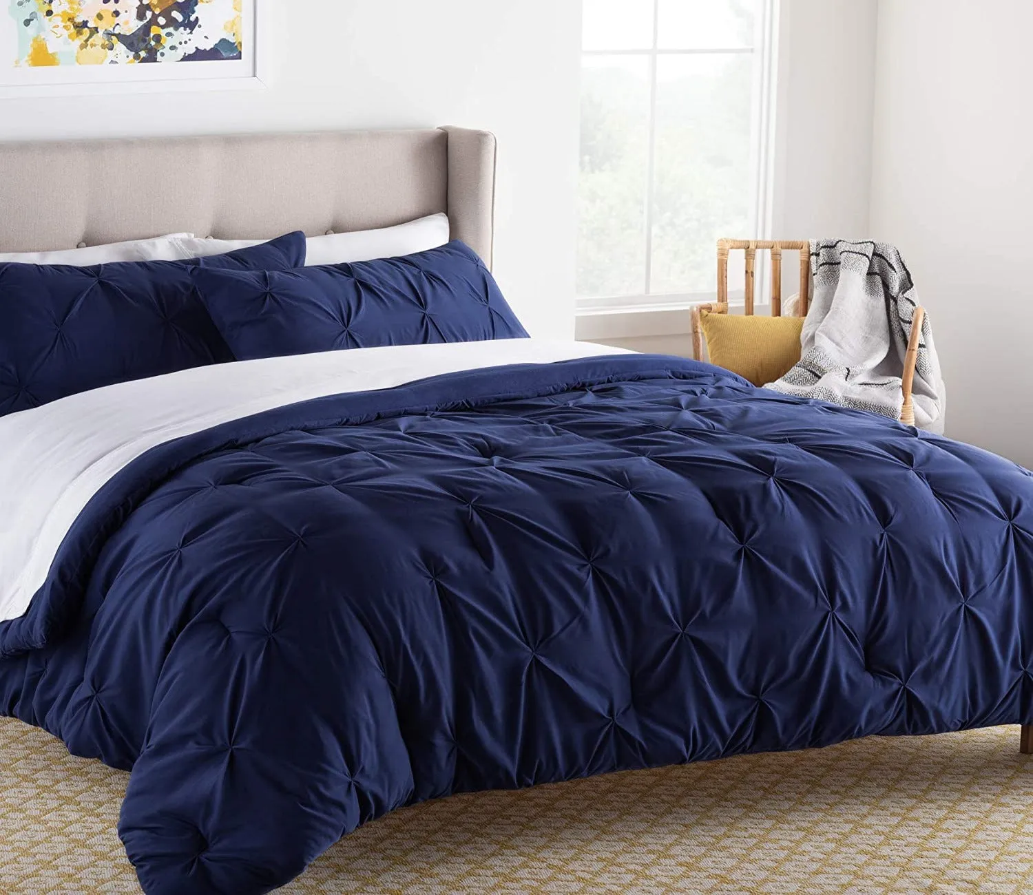 All-Season Quilted Comforter - Corner Duvet Tabs - Hypoallergenic - Plush Microfiber Fill