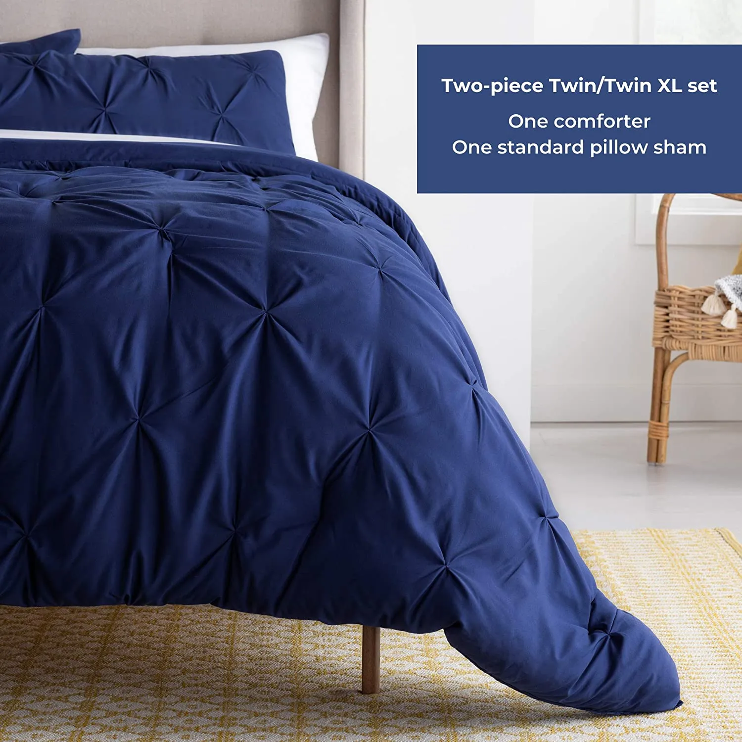 All-Season Quilted Comforter - Corner Duvet Tabs - Hypoallergenic - Plush Microfiber Fill