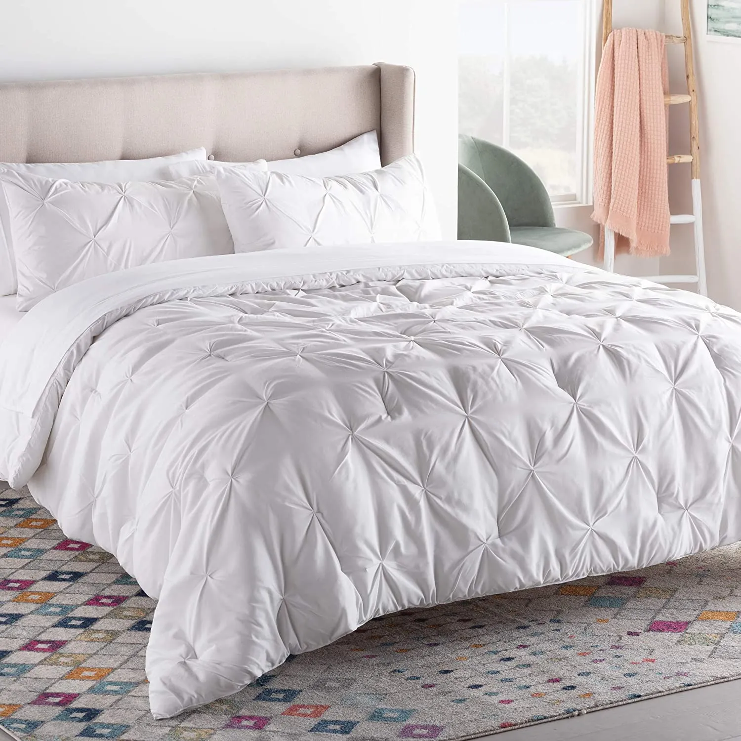 All-Season Quilted Comforter - Corner Duvet Tabs - Hypoallergenic - Plush Microfiber Fill