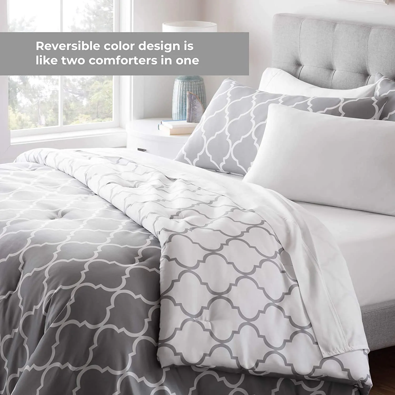 All-Season Quilted Comforter - Corner Duvet Tabs - Hypoallergenic - Plush Microfiber Fill