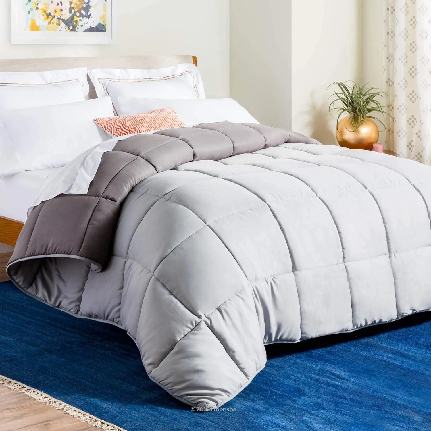 All-Season Quilted Comforter - Corner Duvet Tabs - Hypoallergenic - Plush Microfiber Fill