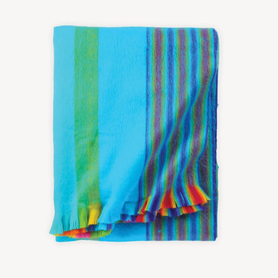 Alpaca Throw - Fringed Tropical Multi Stripe