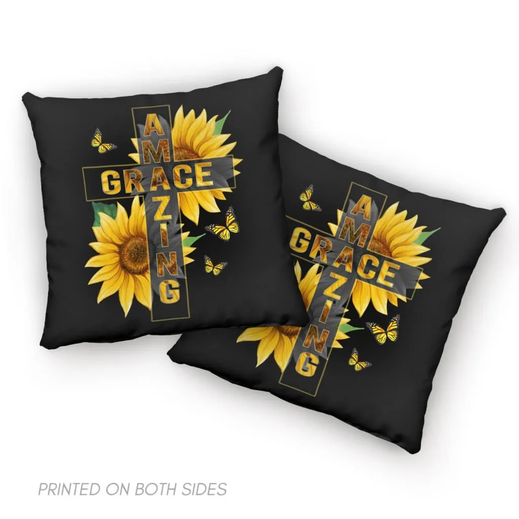 Amazing Grace Sunflower Pillow