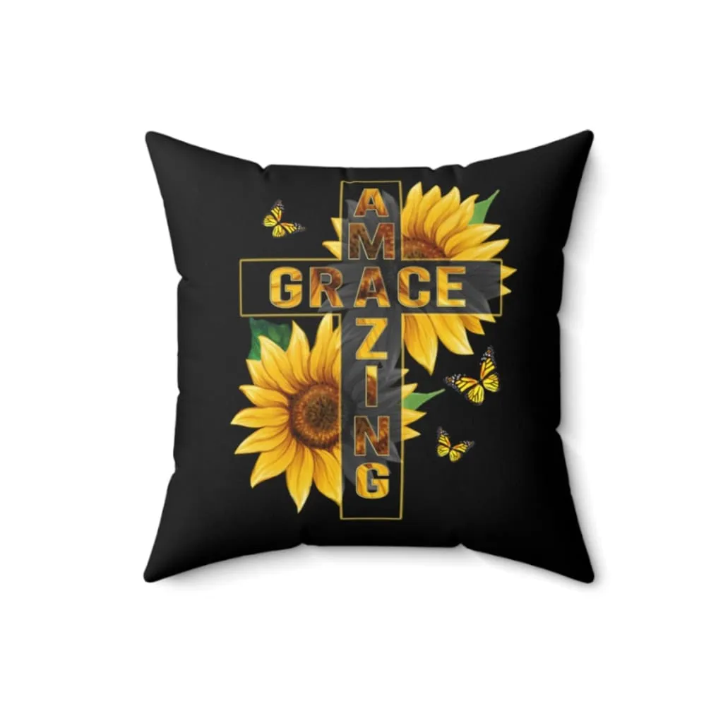 Amazing Grace Sunflower Pillow