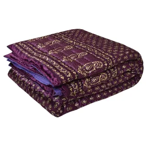 AUROSTYLE 400 TC Silk Fabric Jaipuri Razai Rajasthani Traditional Filling Pure Cotton Light Weight Winter and Summer Rajai Jaipuri Quilt Throw Blanket (Purple, Double Bed - 85 inch x 100 inch)