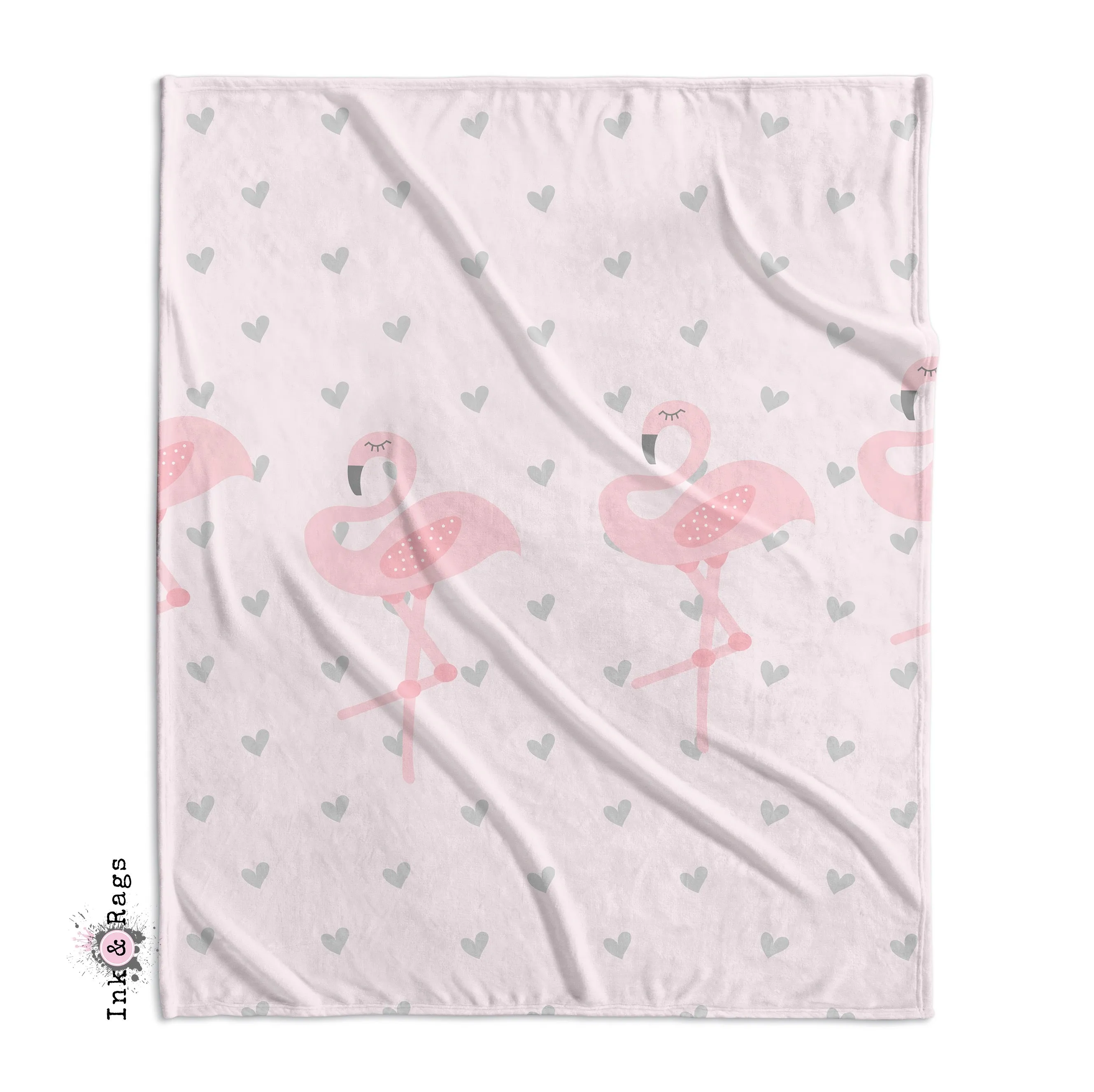 Baby Pink Marching Flamingo Heart Crib and Toddler Bedding Collection