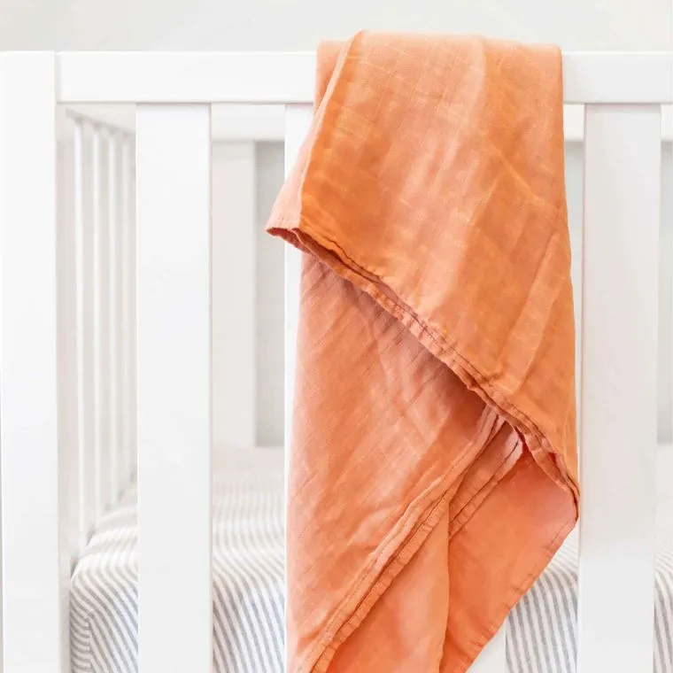 Bamboo Muslin Swaddle Blanket - Burnt Orange