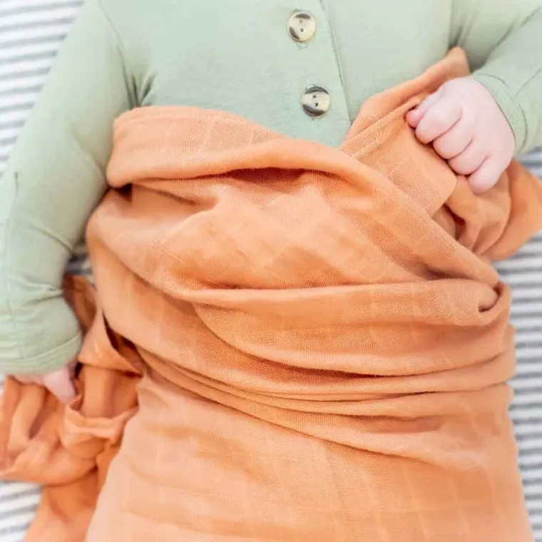 Bamboo Muslin Swaddle Blanket - Burnt Orange