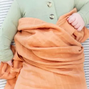 Bamboo Muslin Swaddle Blanket - Burnt Orange