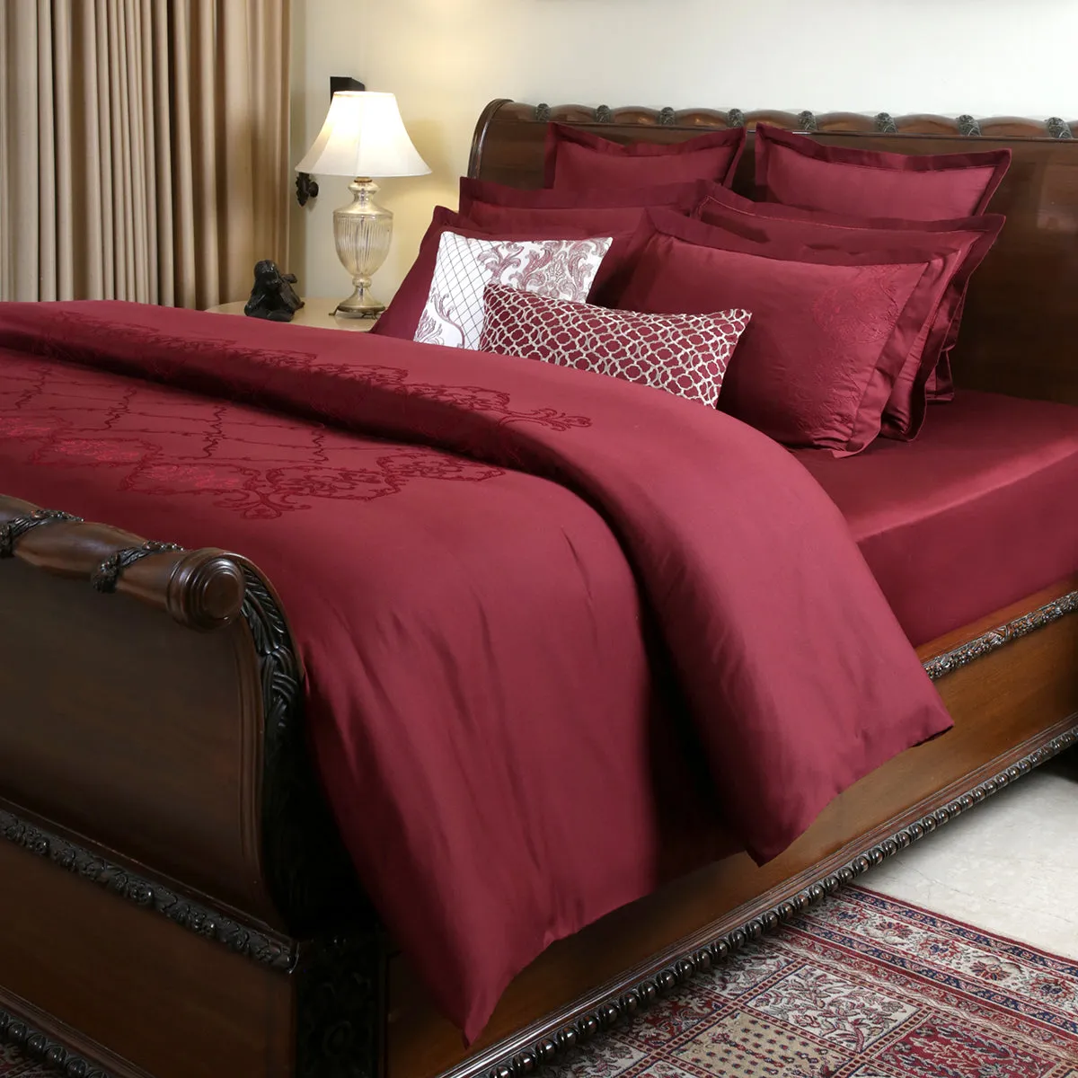 Belladonna Hampton Red 100% Cotton Soft 11PC Duvet Cover Set