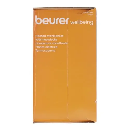 Beurer HD 75 Electric Blanket, Cuddly Heat Blanket with 6 Temperature Levels, Safety System and Automatic Shut-Off, Machine Washable, Taupe