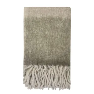 Bliss Wool Mohair Blend Throw: Earthy Sage/Beige - 130x170