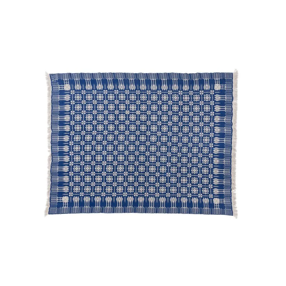 Blue Printed Coverlet Cashmere Blankets by Saved NY