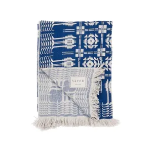 Blue Printed Coverlet Cashmere Blankets by Saved NY