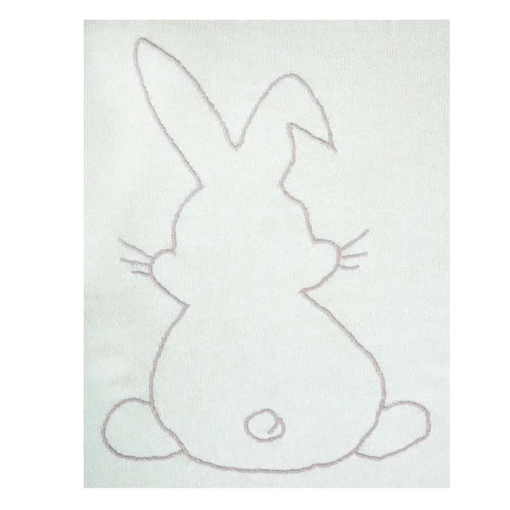 Cashmere bunny embroidered cream blanket