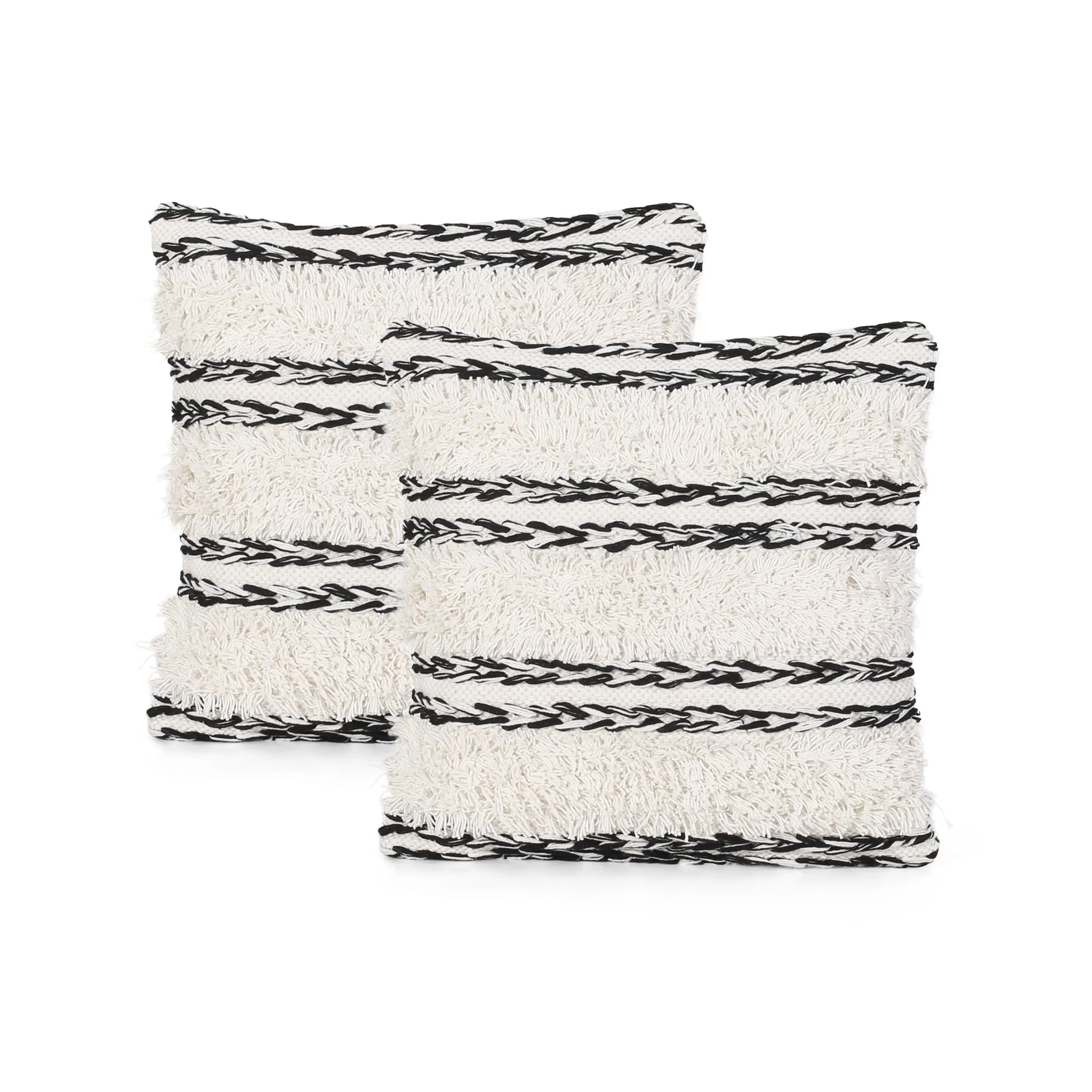 Constance Boho Cotton Throw Pillow (Set of 2), Black and White