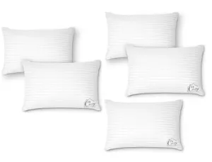 Cosy CORNER Pillows Queen Size | White Pillows | Comfortable and Long Lasting Pillows | Polyester Plush Pillows | Best Pillows for Side Sleepers | Queen Pillows (Stripe, Pillow Set of 5)