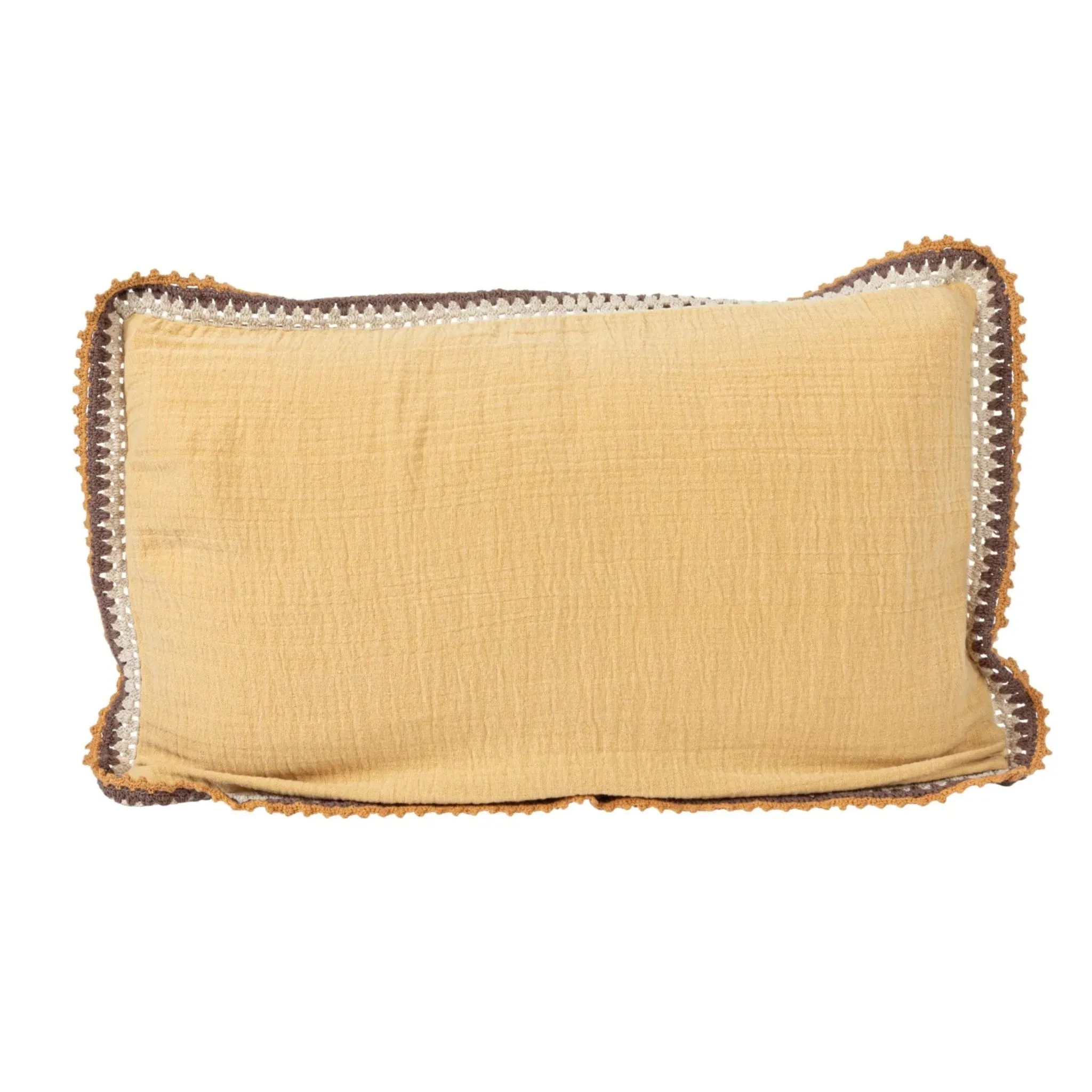 Crocheted Edge Mustard Lumbar Pillow