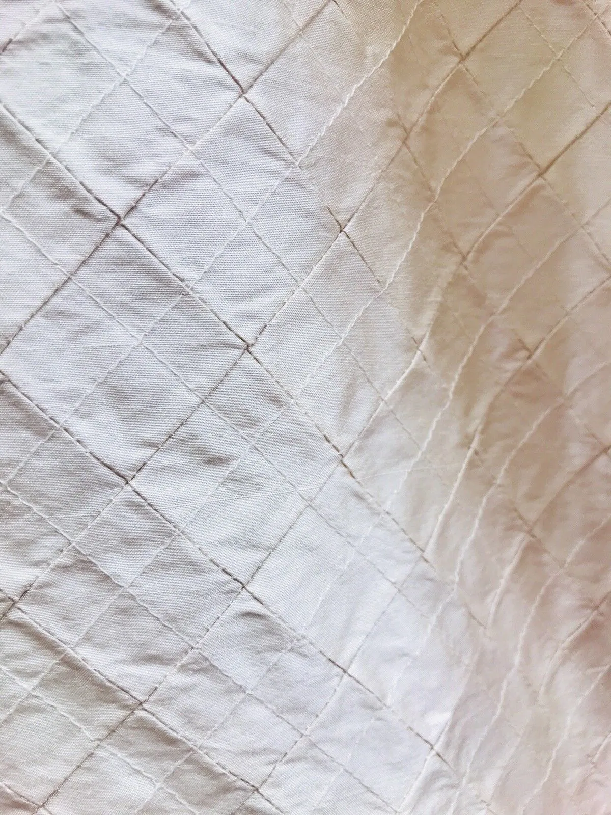 Designer 100% Silk Taffeta Quilted Drapery Fabric- Ivory- Sold By The Yard