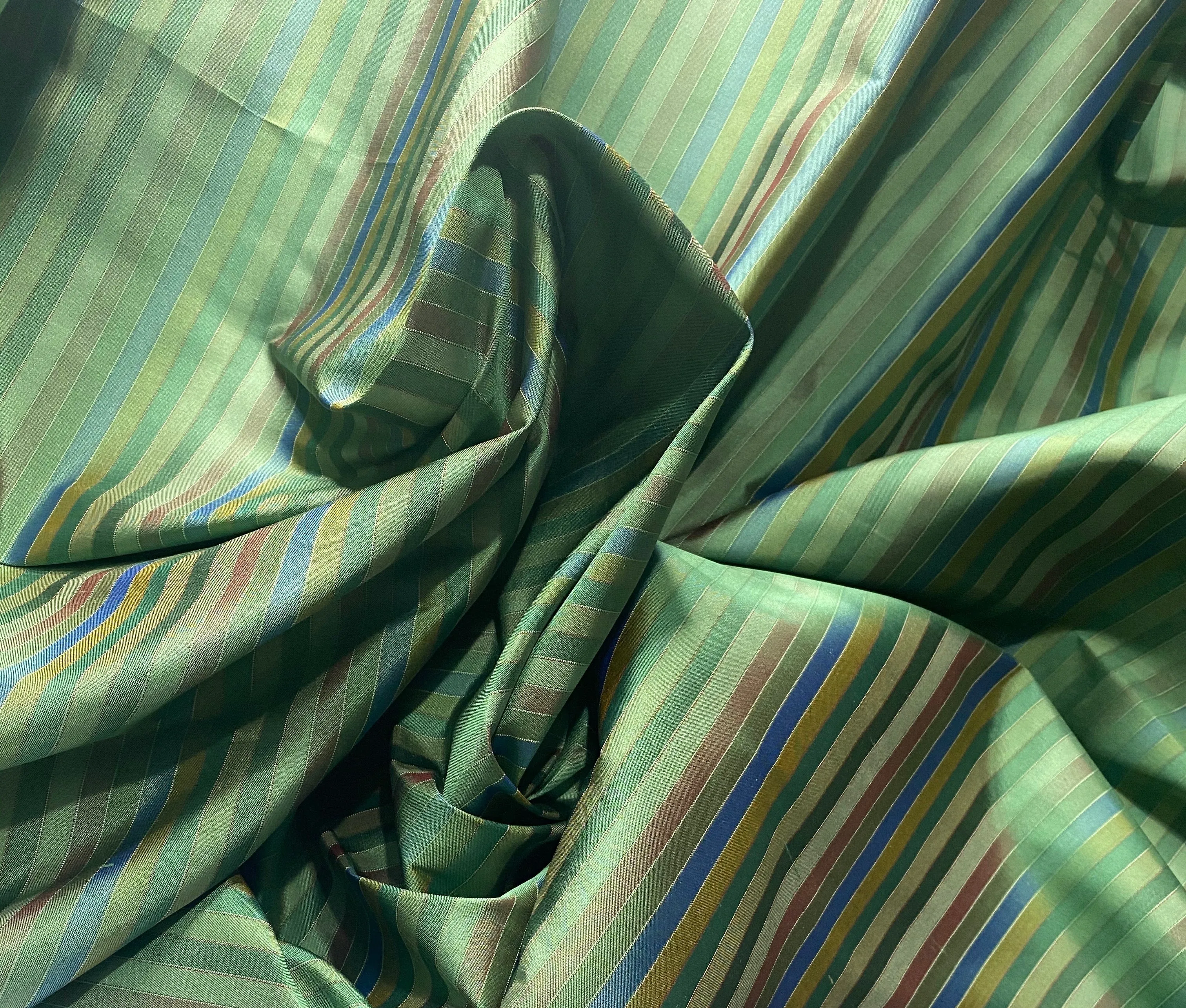 Duchess Roxanne 100% Silk Taffeta - Green Stripes SB_1_54