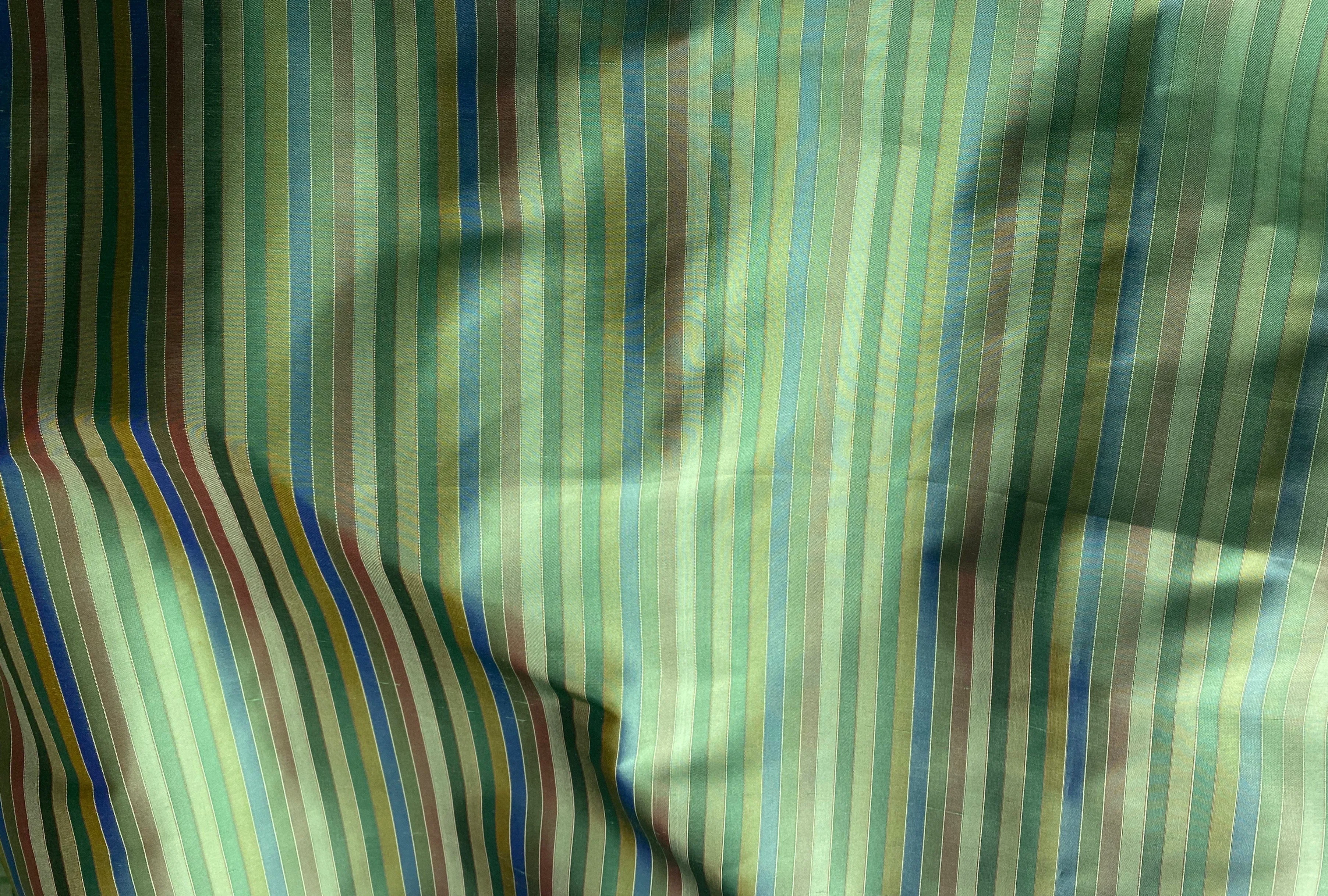 Duchess Roxanne 100% Silk Taffeta - Green Stripes SB_1_54