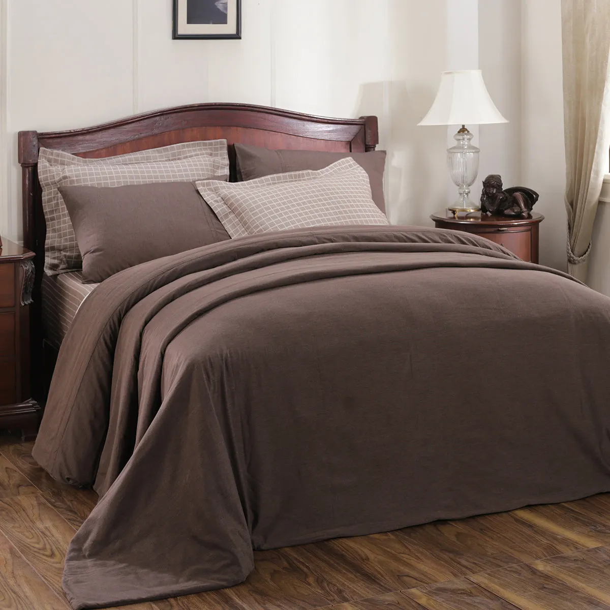 Emmie Reversible Made With Egyptian Cotton Ultra Soft Brown Duvet Cover with Pillow Case