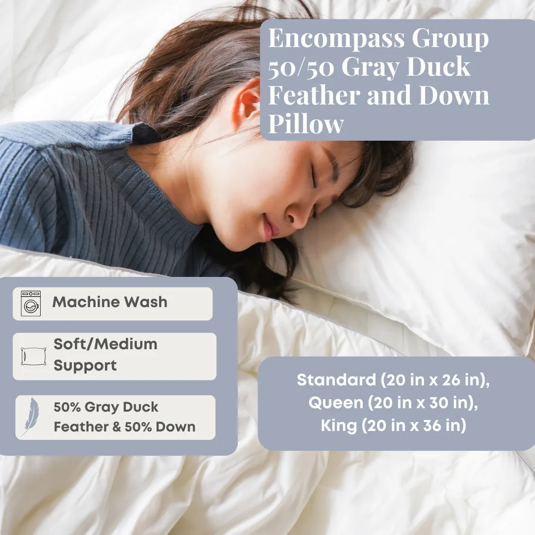 Encompass Group 50/50 Gray Duck Feather and Down Pillow