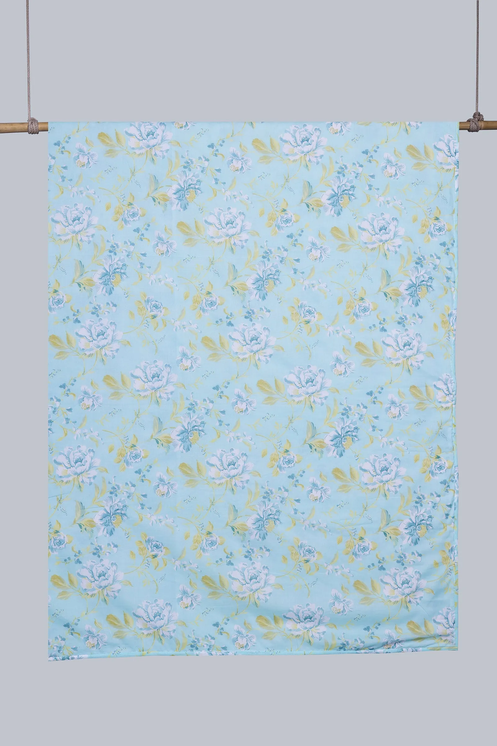 Floral Print Sea Green Reversible Cotton Muslin Dohar