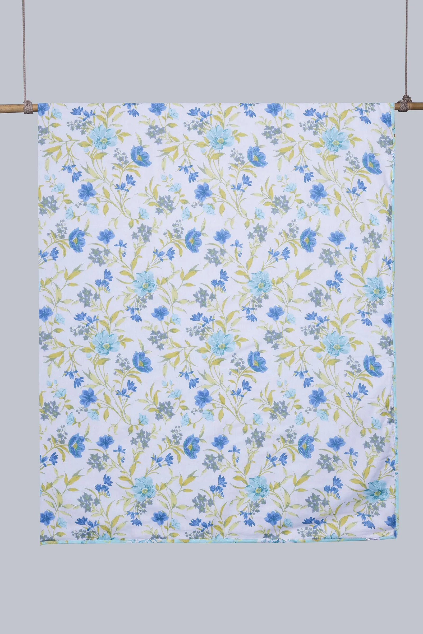 Floral Print Sea Green Reversible Cotton Muslin Dohar